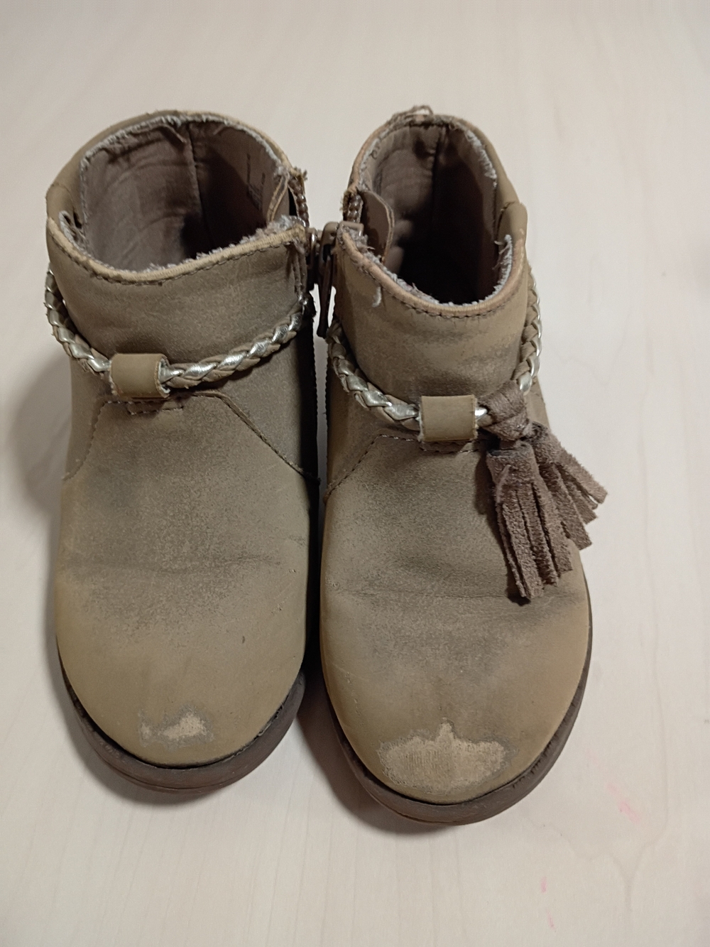 Girls wonder nation Tan Suede Tassel Braided Ankle Boots Size 6